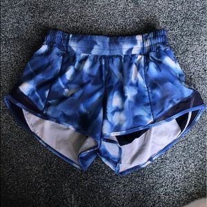 Blue and White Lulu Lemon hottie hot shorts